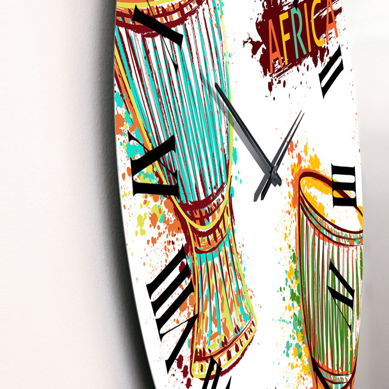 Traditional Tam Tam Drums IV - Horloge murale bohémienne et éclectique, Moyen
