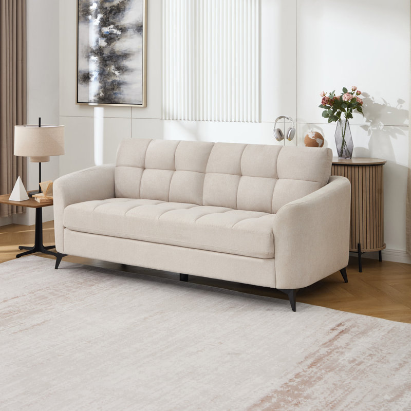 Rozalin 6 Seater Linen Sofa, Beige