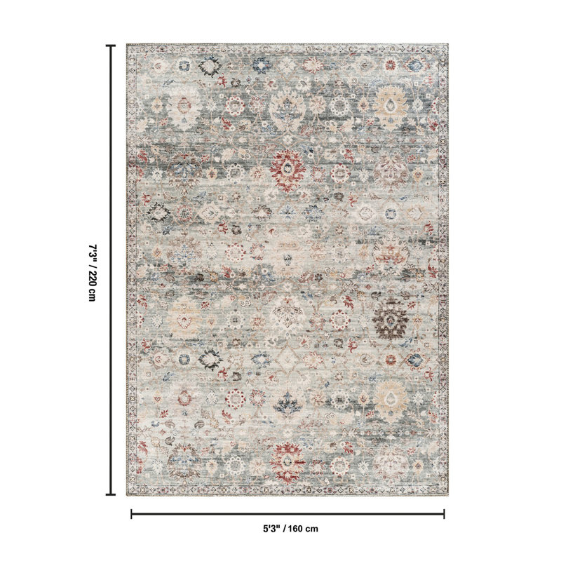 Multi Color Special Design Area Rug, Rectangle 5'3" x 7'3"