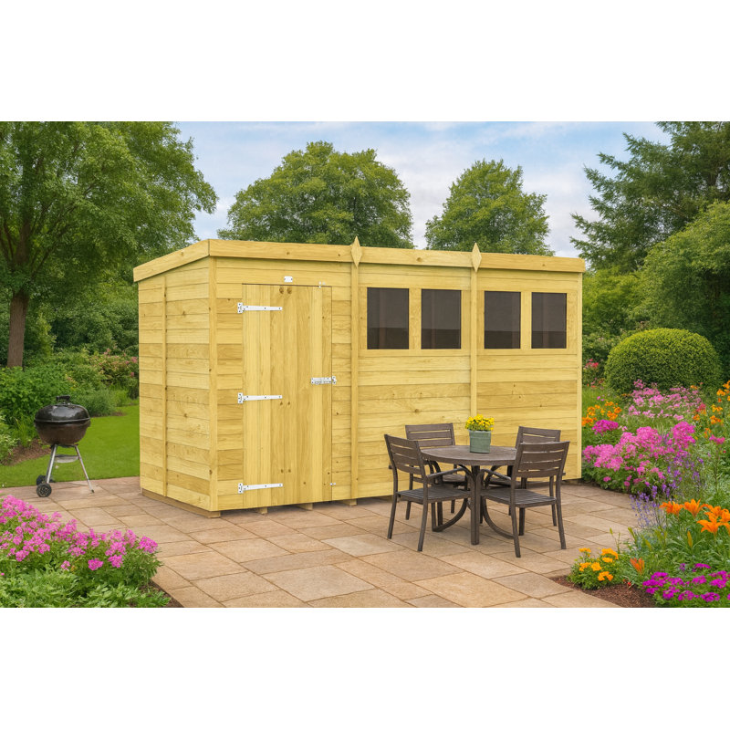 12ft x 5ft Pent Shed - Single Door with Windows