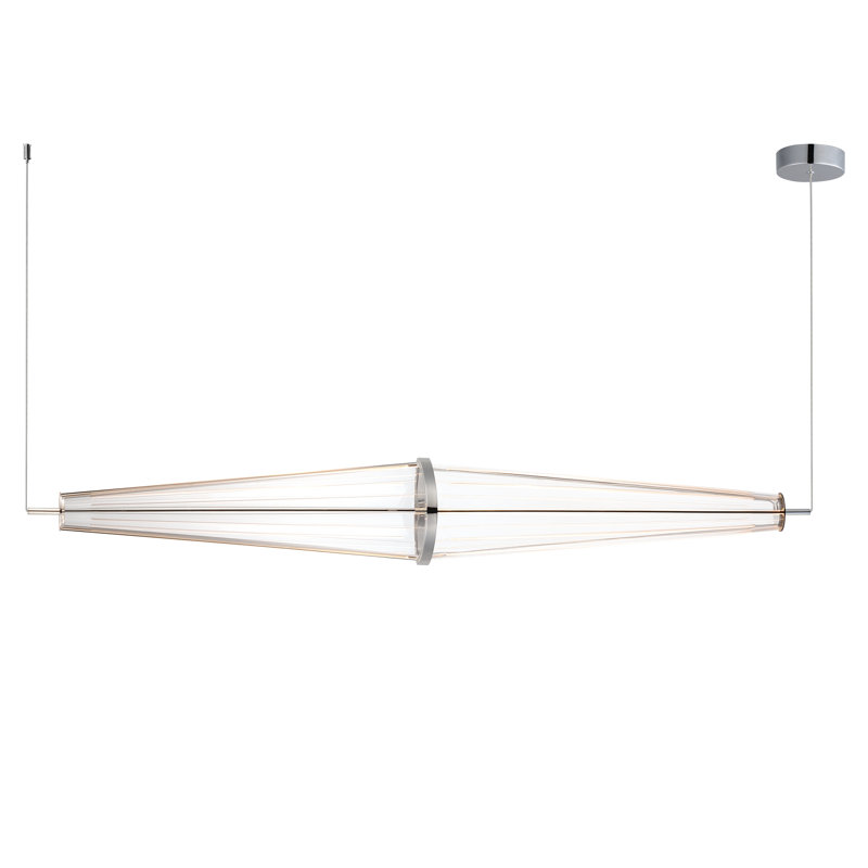 Alic 3 - Light Chrome LED Geometric Pendant, 7.75" H x 51.25" W x 7.75" D