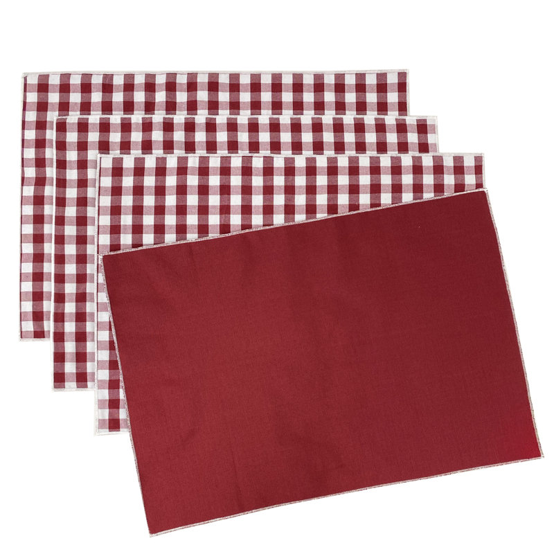 Ensemble de napperons en coton 4 pièces, Rouge