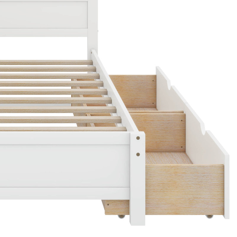 Wooden Full Daybed With 2 Drawers, Shelf And USB Charging Ports, White