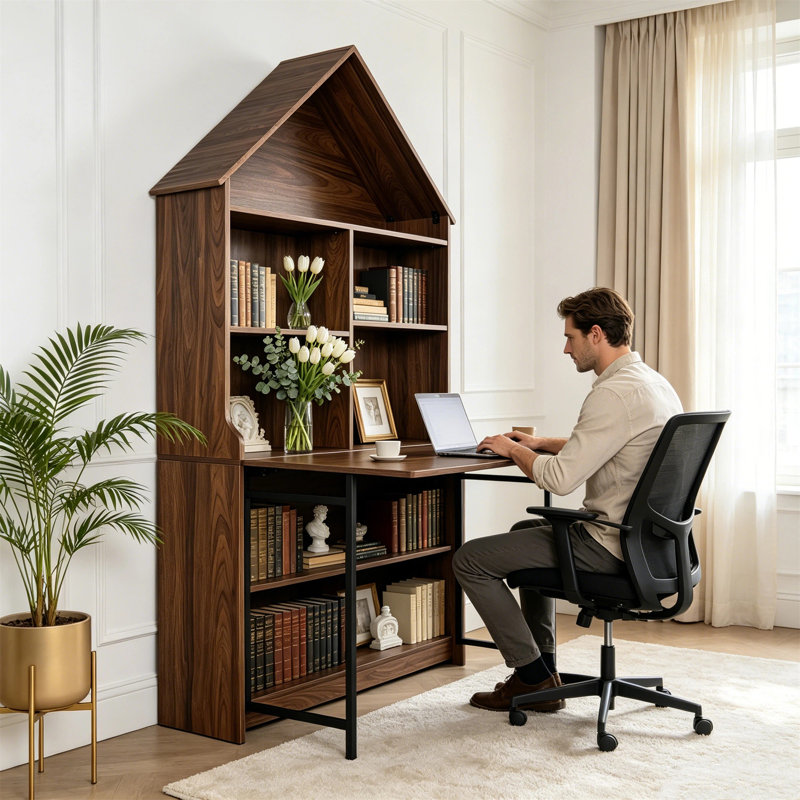 Bureau d'artisanat pliant avec tablettes de rangement