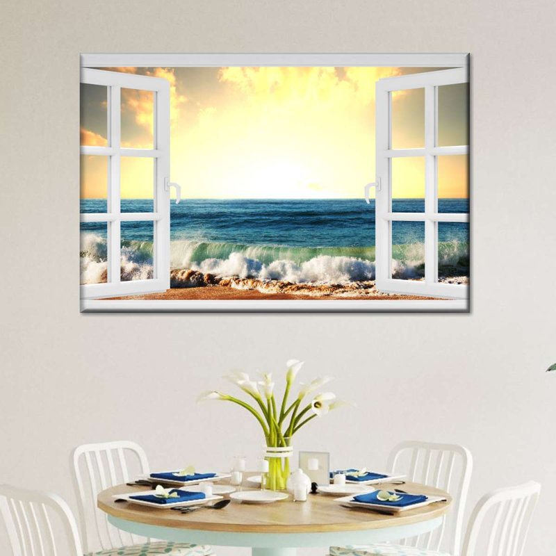 «Window to Wavy Beach», reproduction sur toile, H 8 po x l 12 po x P 1 po