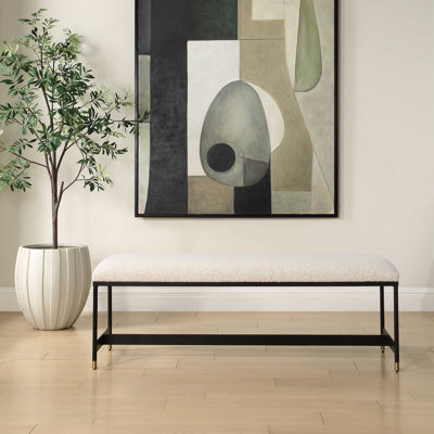 Banc rembourré blanc Uttermost Halston