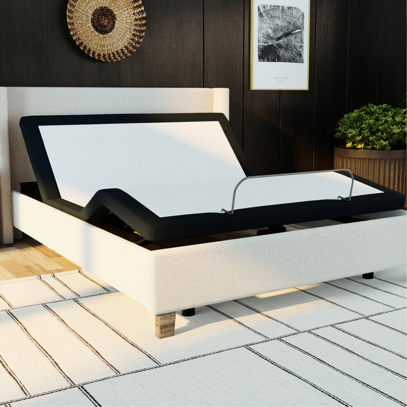 Queen Size Bed With Zero Adjustable Feature - Head And Foot Articulations, Memory Buttons, Wireless Remote, Grey Metal Model 3 Base Smooth Operating Mechanism
