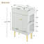 Meuble-lavabo 21,6 po, armoire combinée, meuble de rangement pour salle de bain, lavabo simple en céramique, rangement à droite