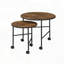 Ensemble de 2 tables gigognes avec roulettes, chêne rétro