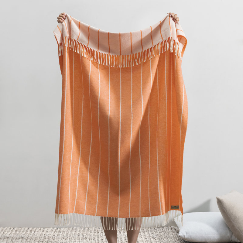 Crystal Blue Fiji Stripe Throw, Orange Striped