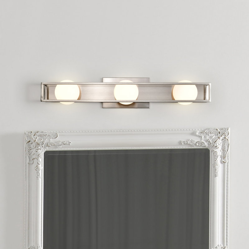 Elys - Meuble-lavabo 3 lumières DEL 24 pouces avec verre givré Elys, Nickel brossé