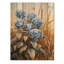 Hortensias dans le champ de blé II - Art mural en bois d'hortensias - sur bois de pin naturel-780358384