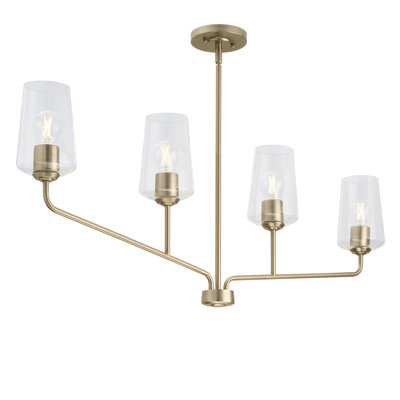 Lustre linéaire à quatre lumières Celino avec verre transparent