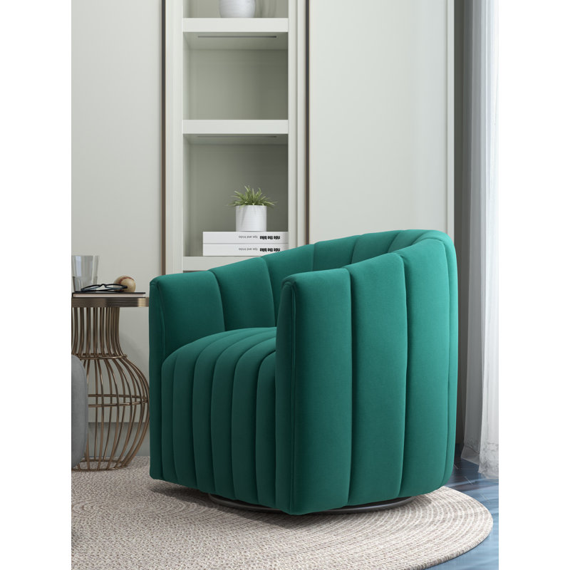 Fauteuil demi-tonneau pivotant Annelotte, Vert