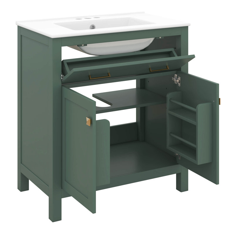 Ensemble de meuble-lavabo 60 po avec lavabo double, ensemble de meuble-lavabo double (séparé), tablette réglable, portes à fermeture en douceur et tiroir rabattable