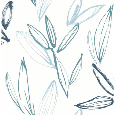 Papier peint Kenia Blue Leaf Toss
