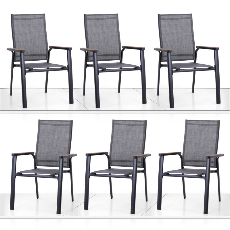 Outdoor Patio Dining Armchair, Grey, 6