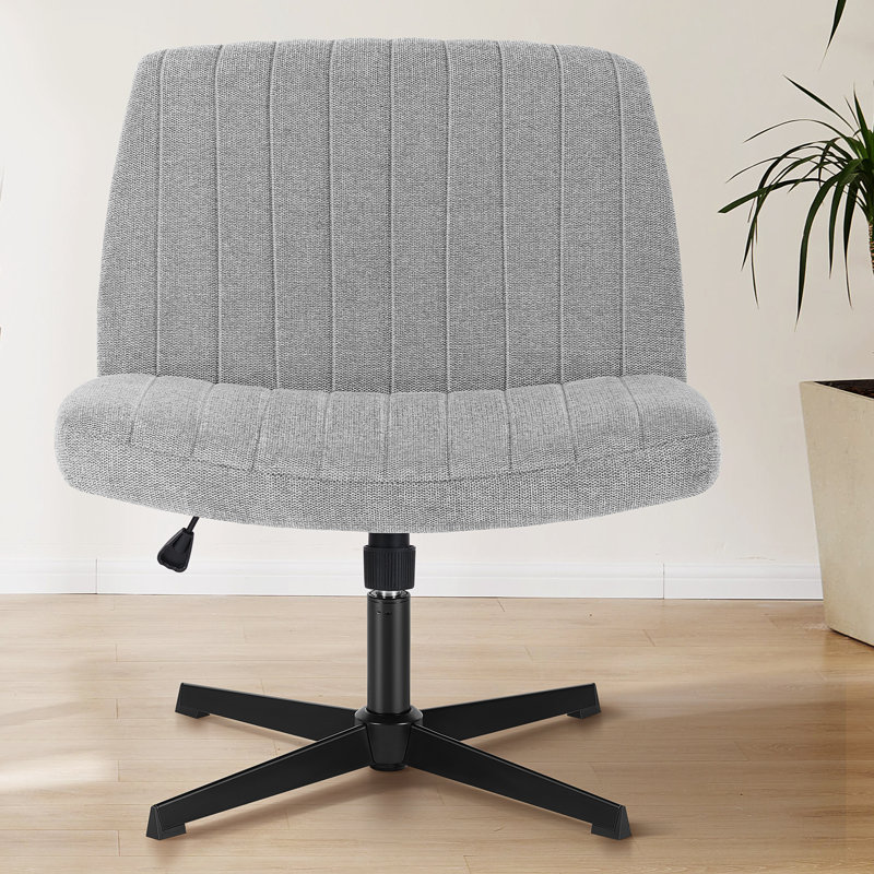Brenae Upholstered Armless Swivel Task Chair, Light Gray, Fabric