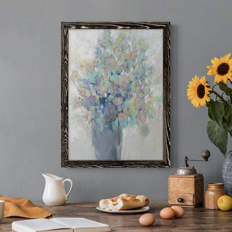 Bouquet I - Peinture sur toile encadrée, H 44 po x l 31 po x P 1 po, Noir
