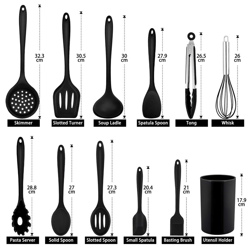 Ebern Designs Jaciya 12 Utensil Set, Black