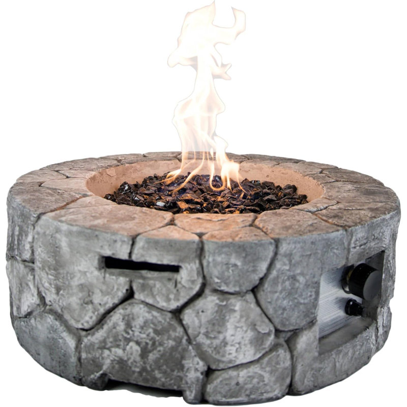 Edinburgh 28" Gray Stone Propane Fire Pit Table