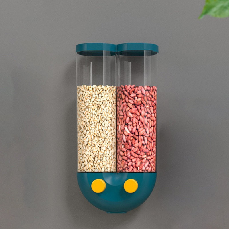 Dry Food Dispenser Wall Mounted 2 Grid, Blue