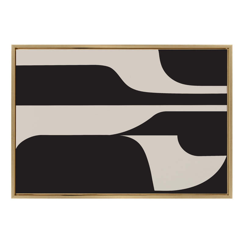 «Eye Catching Sleek Abstract 6 Black and Beige» par The Creative Bunch Studio, reproduction d'art sur toile encadrée