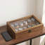 12-slot Watch Box - Watch Display Case With Large Glass Lid, Removable Pillows, And Velvet Lining, Thoughtful Gift Idea, Rustic Walnut