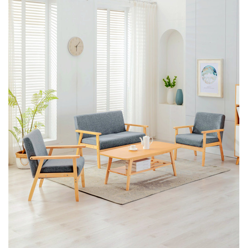 Table basse Izadora, Lin gris, Naturel