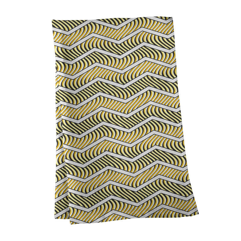 Stephenie Tea Towel Kitchen Towel, Yellow/White, Poly Twill
