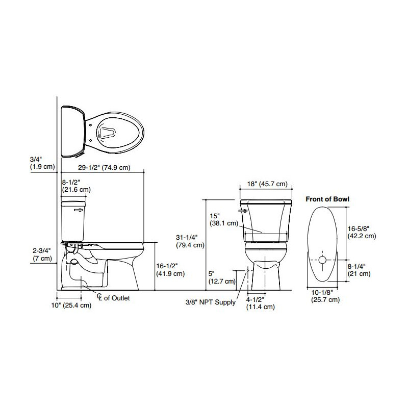 Highline™ 1.28 GPF Water Efficient Elongated Two-Piece Toilet (Seat Not Included), Ice Gray, Left