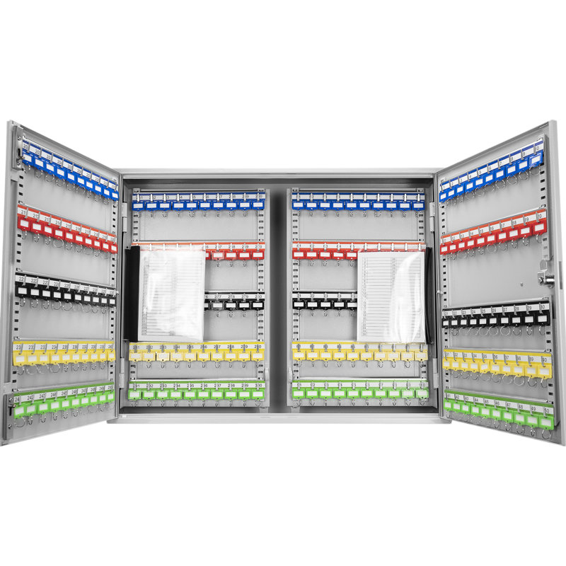 Boîte de rangement 400 clés à clé réglable en gris - Armoire en acier à verrou numérique fixée au mur pour plus de commodité Étiquettes colorées Support d'accessibilité rapide