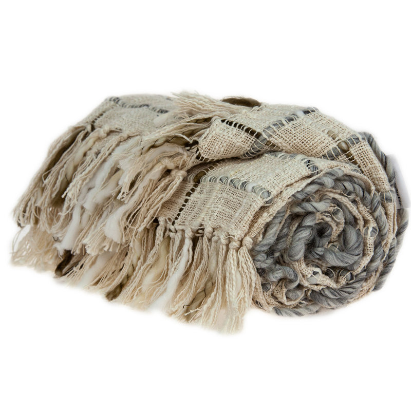 Hand Woven Throw Blanket, Gray