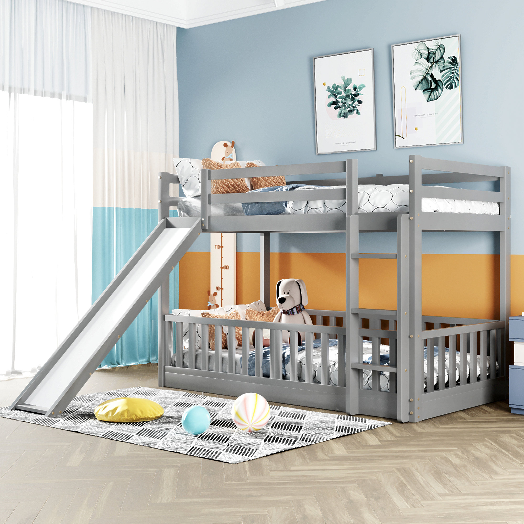 Alwyn Home Twin Over Twin Bunk Bed With Slide And Ladder - Wayfair Canada