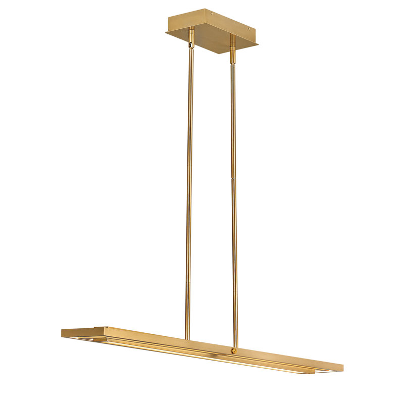 Tangent 1 - Light Unique Modern Linear LED Pendant, Lacquered Brass