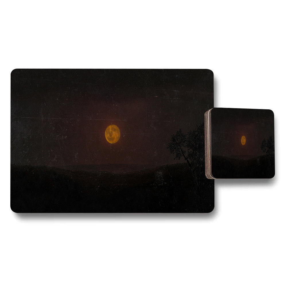 Moonlit Night Landscape Placemats And Coaster Set Decor