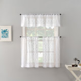 Rebecca-Jade Geometric Clipped Semi-Sheer Rod Pocket Kitchen Curtain Valance and Tiers Set