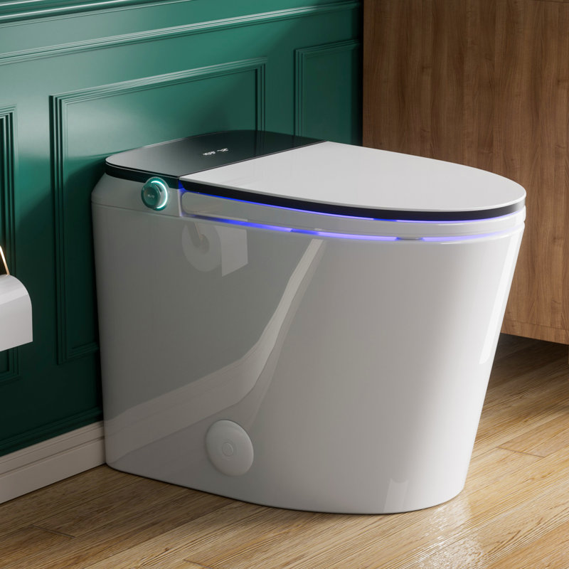 18" ADA Tall Smart Toilet with Bidet Built In, Elongated Tank Toilet, with Foam Shield, UV Sterilization, Auto Open/Close Lid, Auto Flush, Heated Seat, Foot Sensor