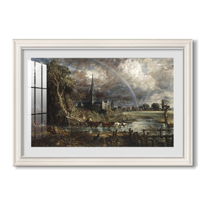 Salisbury Cathedral from the Meadows (Detail), 1831-John Constable-Custom Framed Canvas
