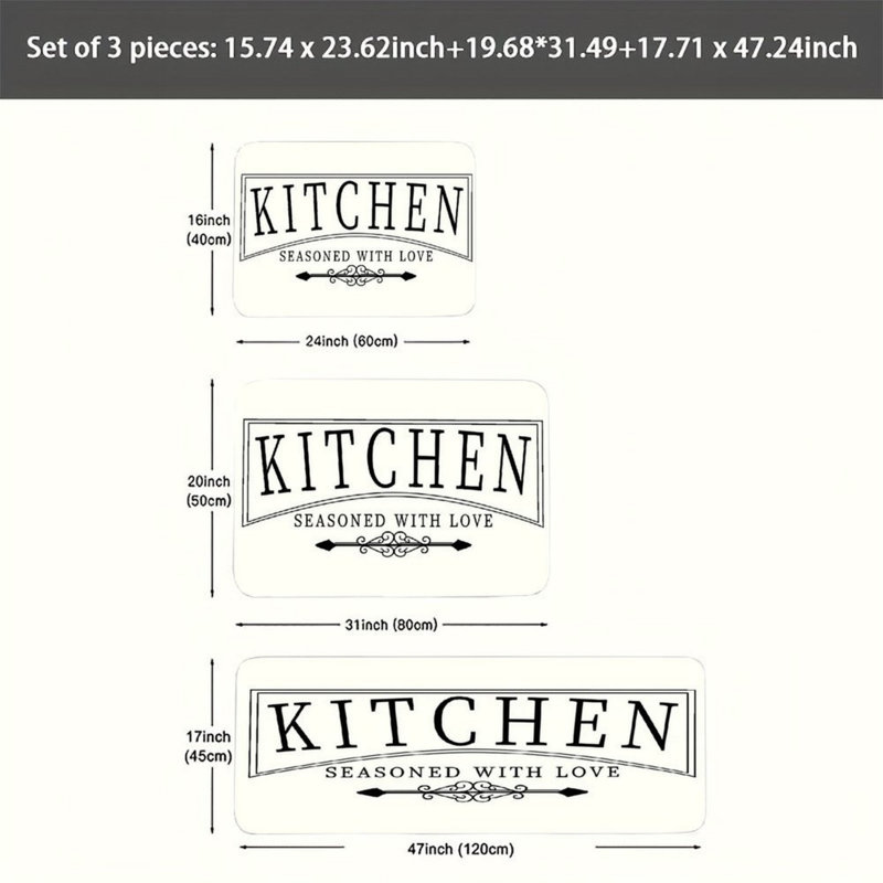Ensemble de tapis de cuisine 3 pièces