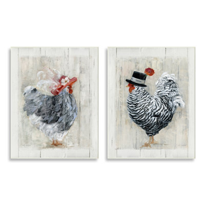 «Farm Rooster and Hen Vintage Birds Brim Hats», ensemble de 2 impressions
