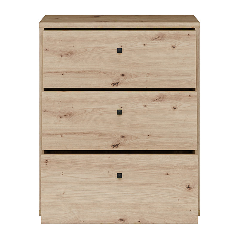 Tekita Modern 3-drawer chest of drawers, small storage cabinet, engineered wood, beige, 54 cm W x 66.3 cm H x 34.8 cm D