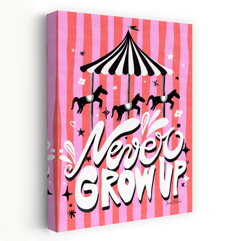 Carousel - Never Grow Up Bold Vibrant Contemporary Horse Architecture Wall Art 1 Piece Wrapped Canvas Wall Art