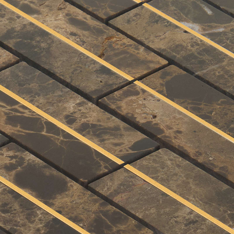 1" x 4" Brick Joint Mosaic Tile, Brown