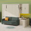 Lit escamotable avec rangement hydraulique, canapé, tablettes et tiroirs, éclairage DEL / USB-697444475