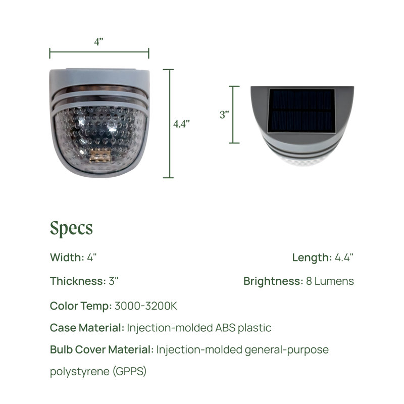 Dappled-Pebble Gray Solar Powered LED Deck Light Pack, 4 Pack