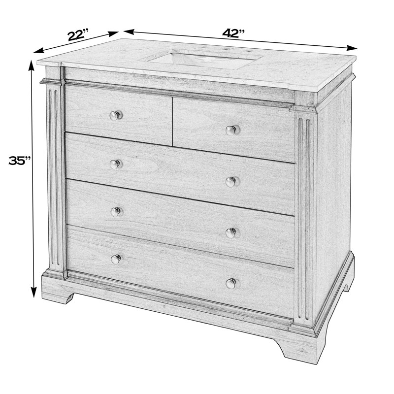 Rachelle 42" Single Bathroom Vanity Set, Walnut Brown