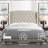 Fabric Upholstered Bed,Tufted Headboard Adjustable Height Bed Frame-1400663570-1400663535