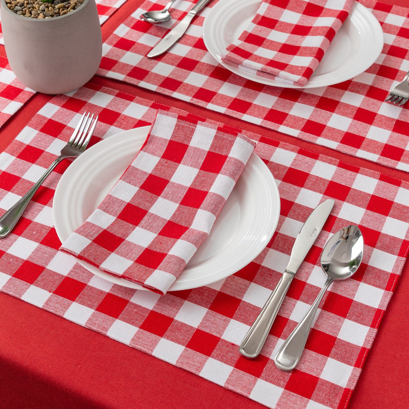 Serviette 100% coton à carreaux carrés