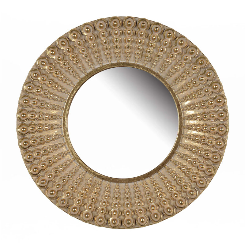 Gold Beaded Sunburst Mirror,Accent Wall Mirror